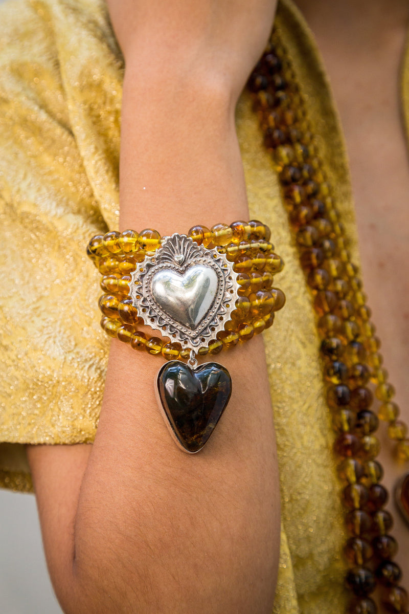 Pulsera de Ámbar Corazón Encaje 22NAV011 Pulsera